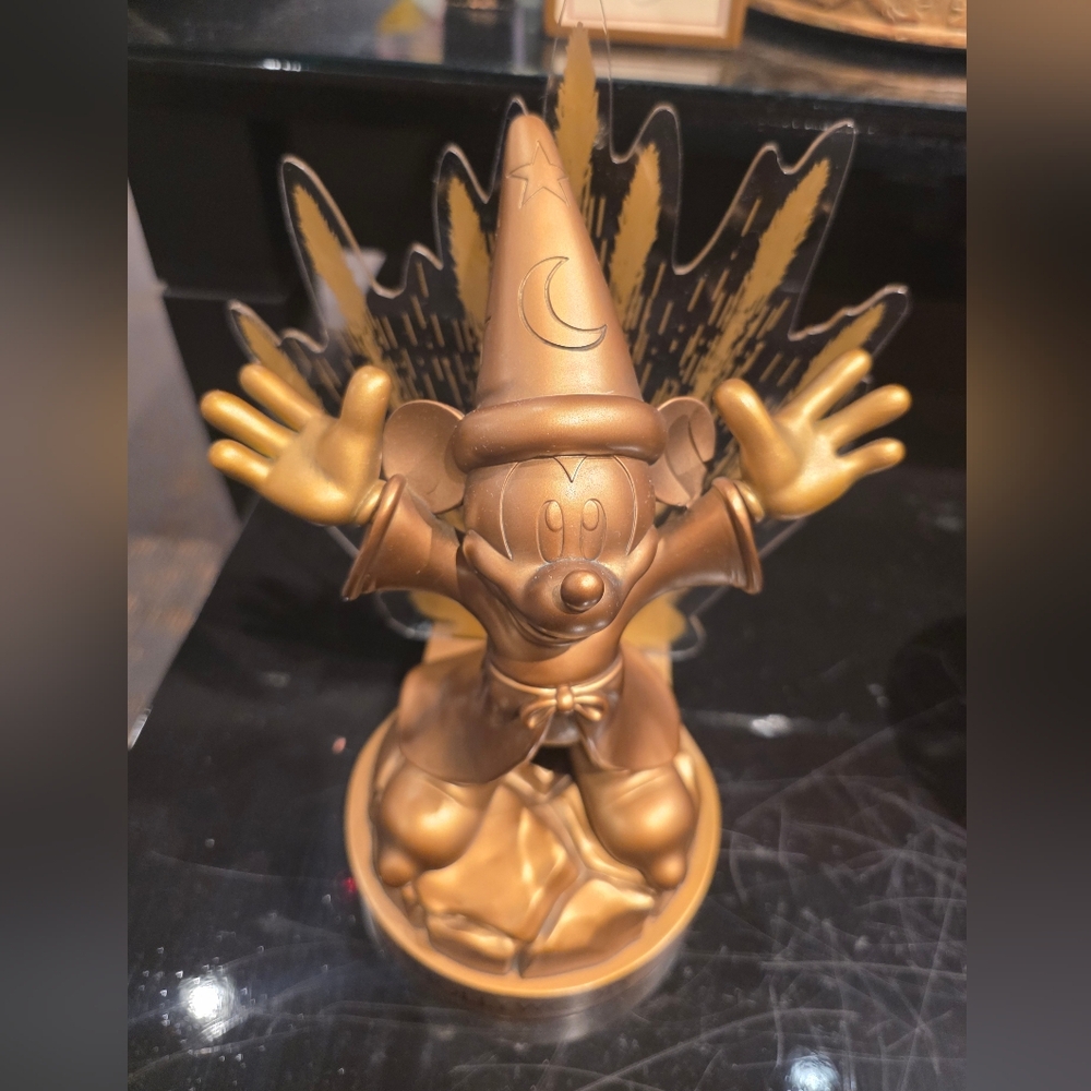 Disney Parks Hollywood Studios Mickey Mouse Fantasia Gold Figurine Statue